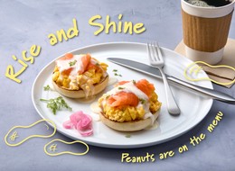 Salmon Benedict with Savory Peanut Infused Queso