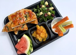 Sweet and Spicy Peanut Butter Sandwich on School Lunch Tray