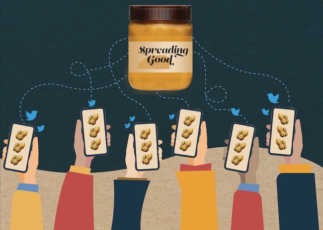 illustration of a peanut butter jar connected to cellphones