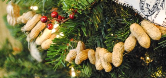 peanut garland on a christmas tree