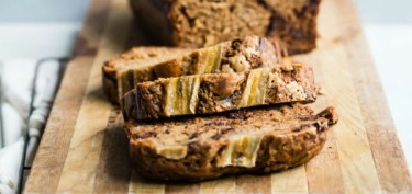 thin slices of chocolate bread with banana on the crust.