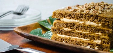 a layered cake filled with cream.