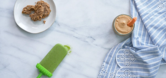 three plates of baby food made with peanut butter.