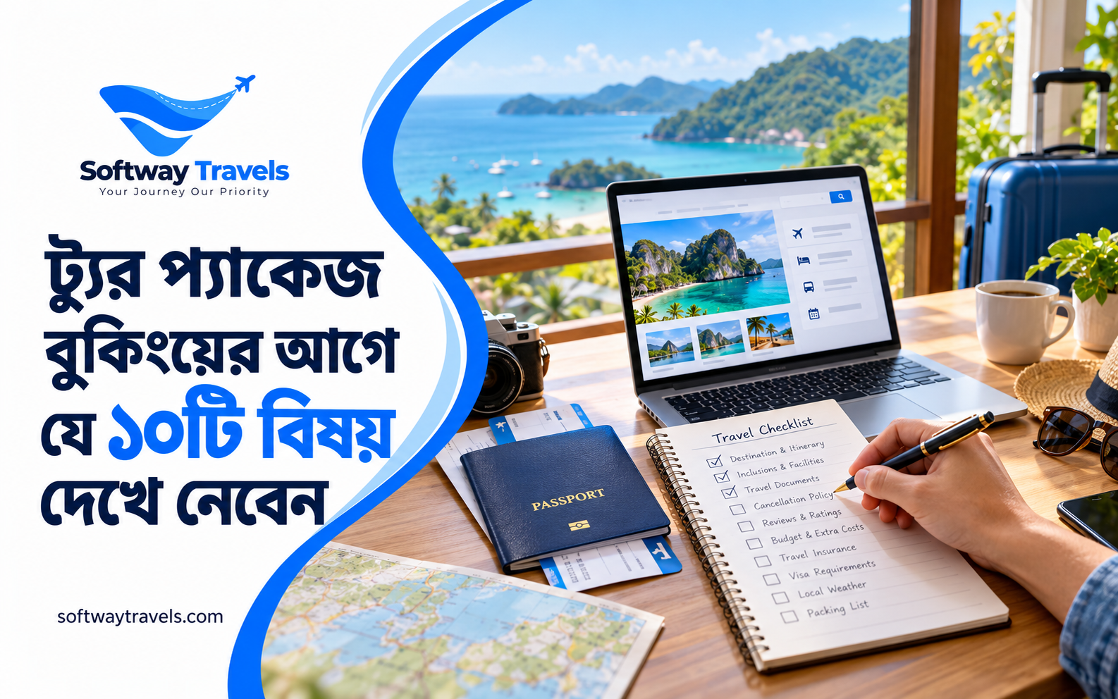 Checklist of hotels, transfers, meals, and extra costs before booking a tour package