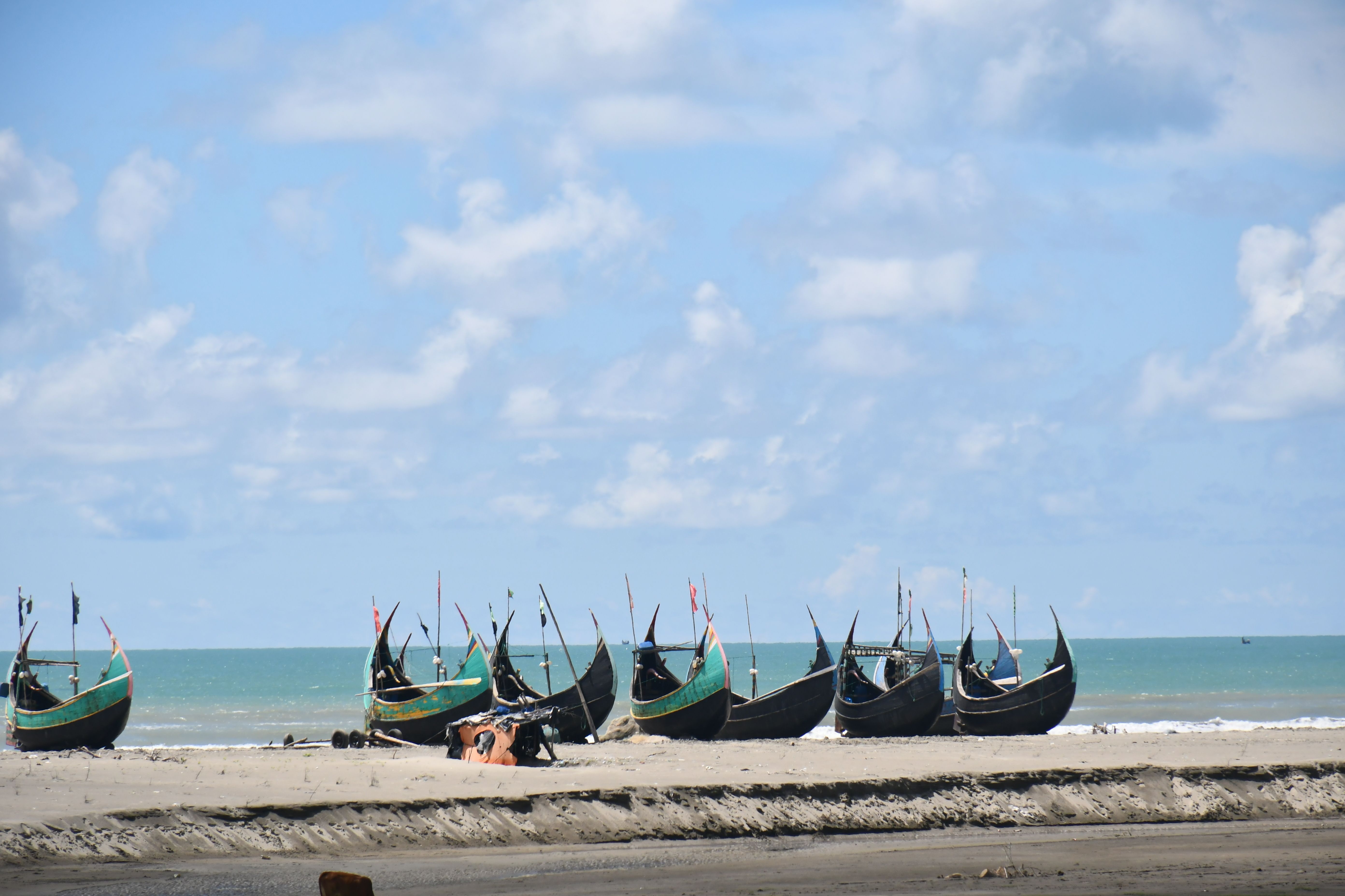 Fishing boats on the sand at Cox's Bazar
