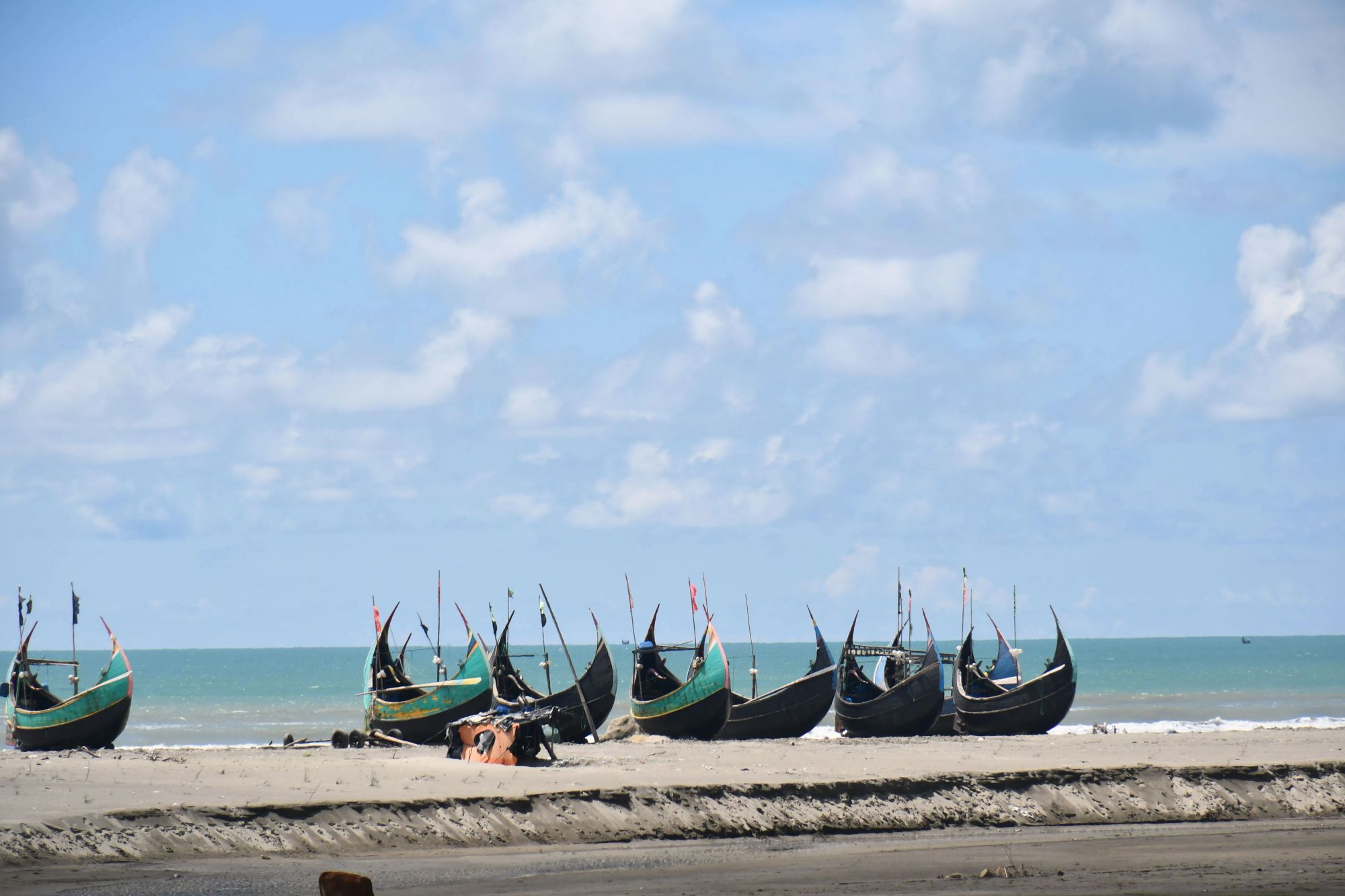 Fishing boats on the sand at Cox's Bazar
