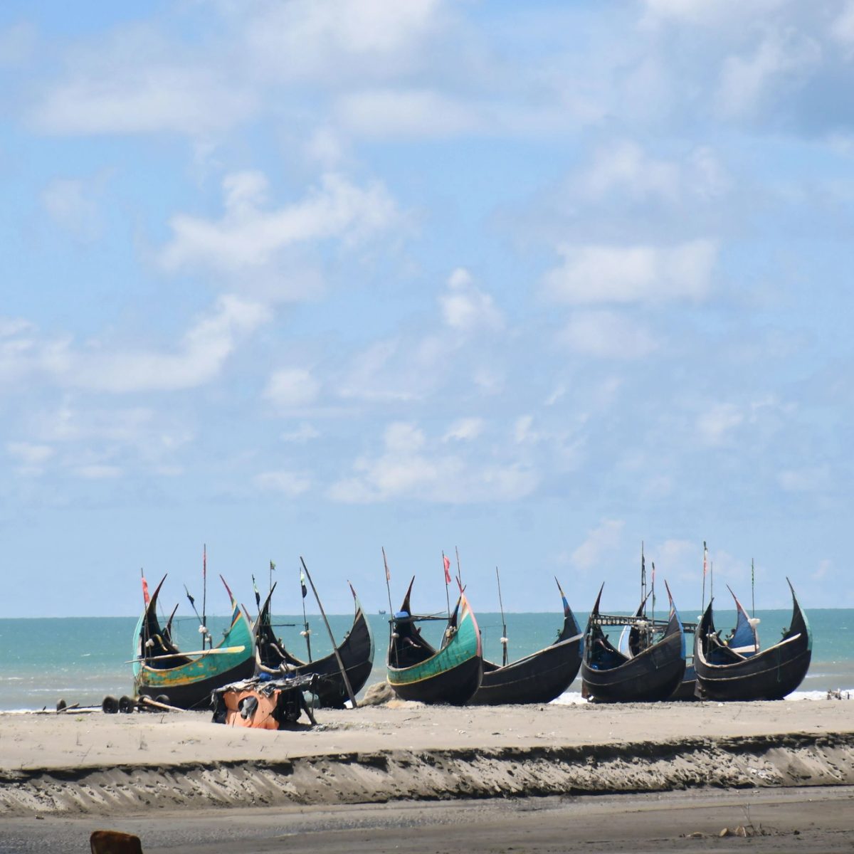 Fishing boats on the sand at Cox's Bazar