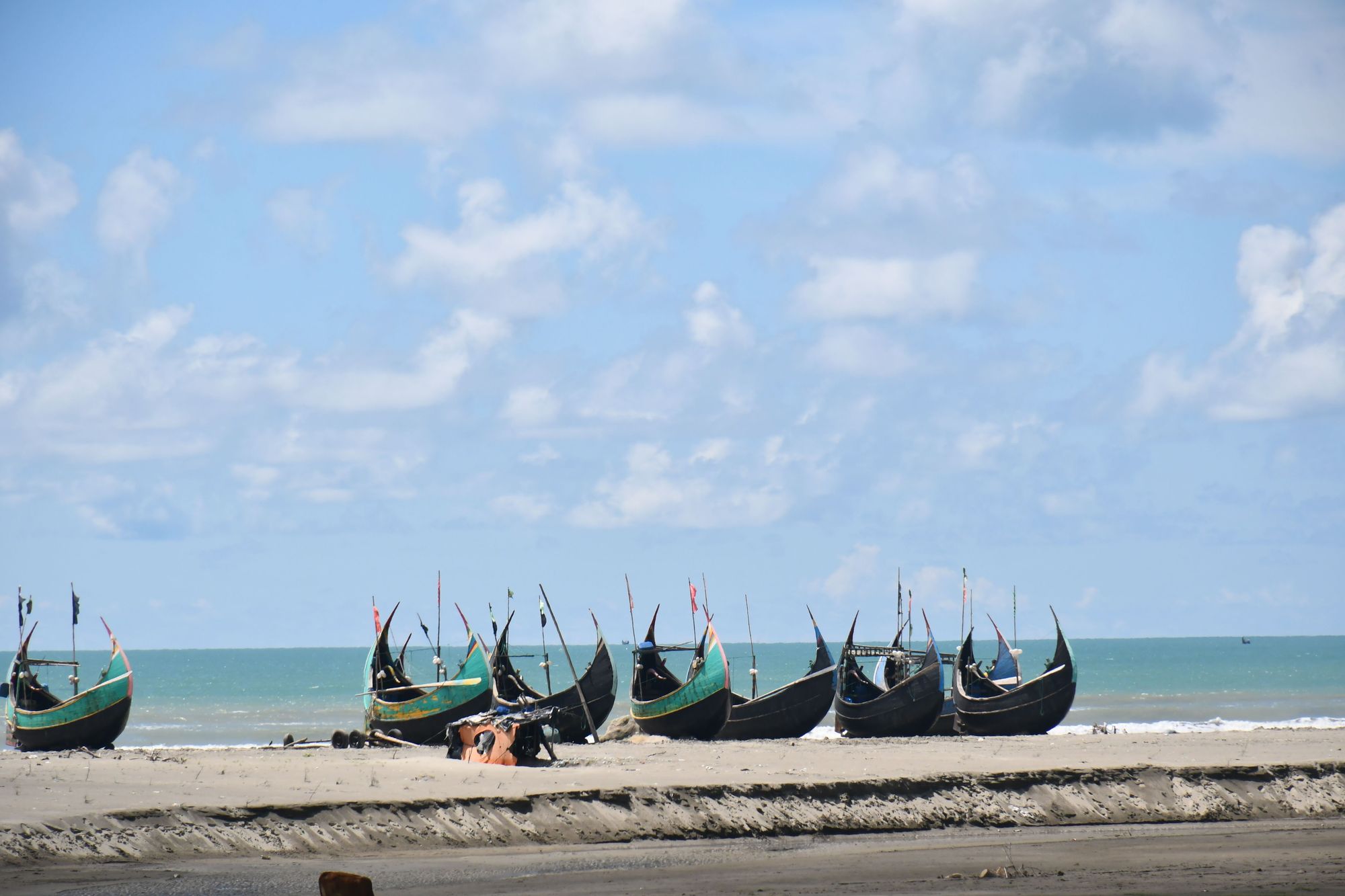 Fishing boats on the sand at Cox's Bazar