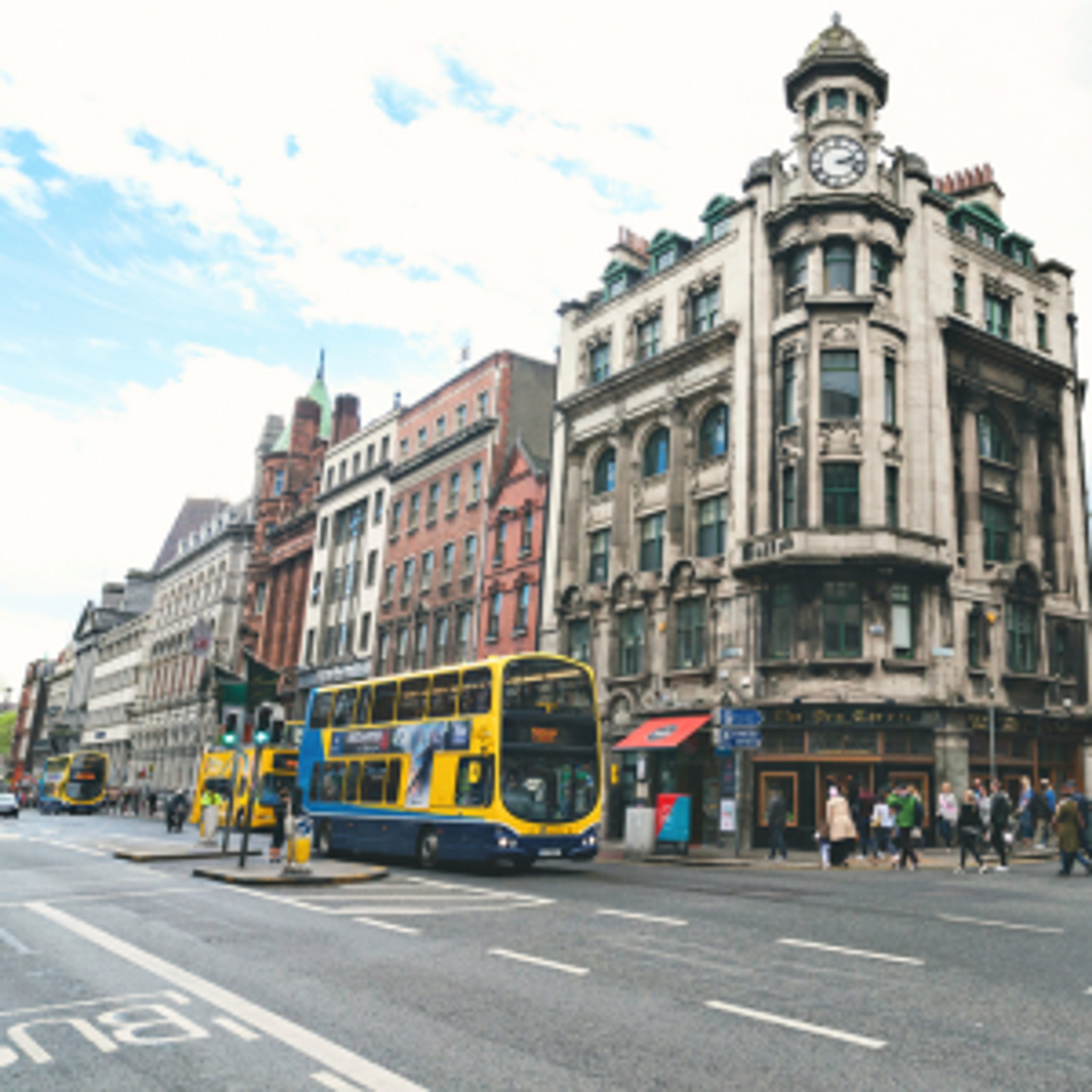 A bus in scenic Dublin