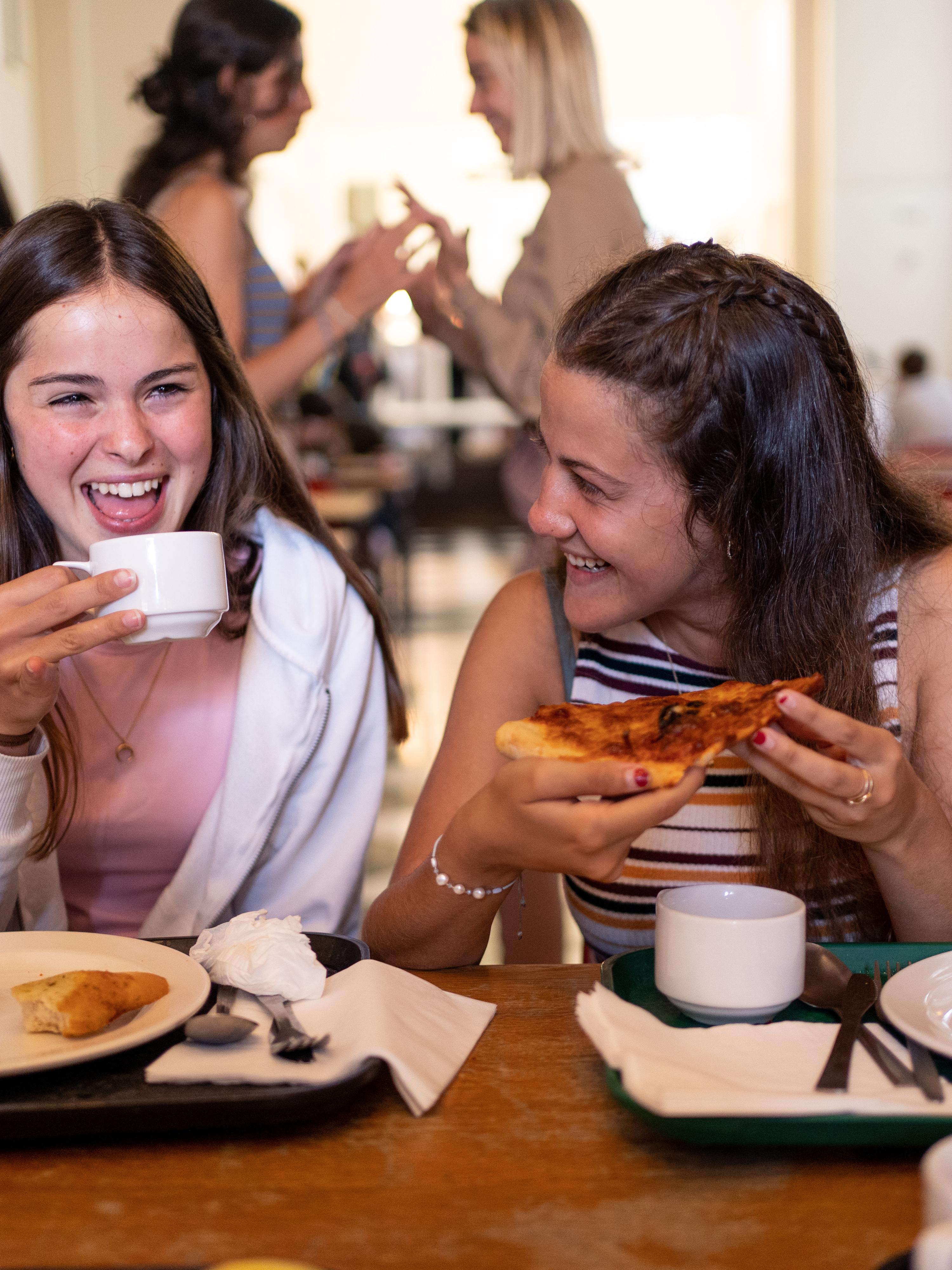 Eating food in the dining room