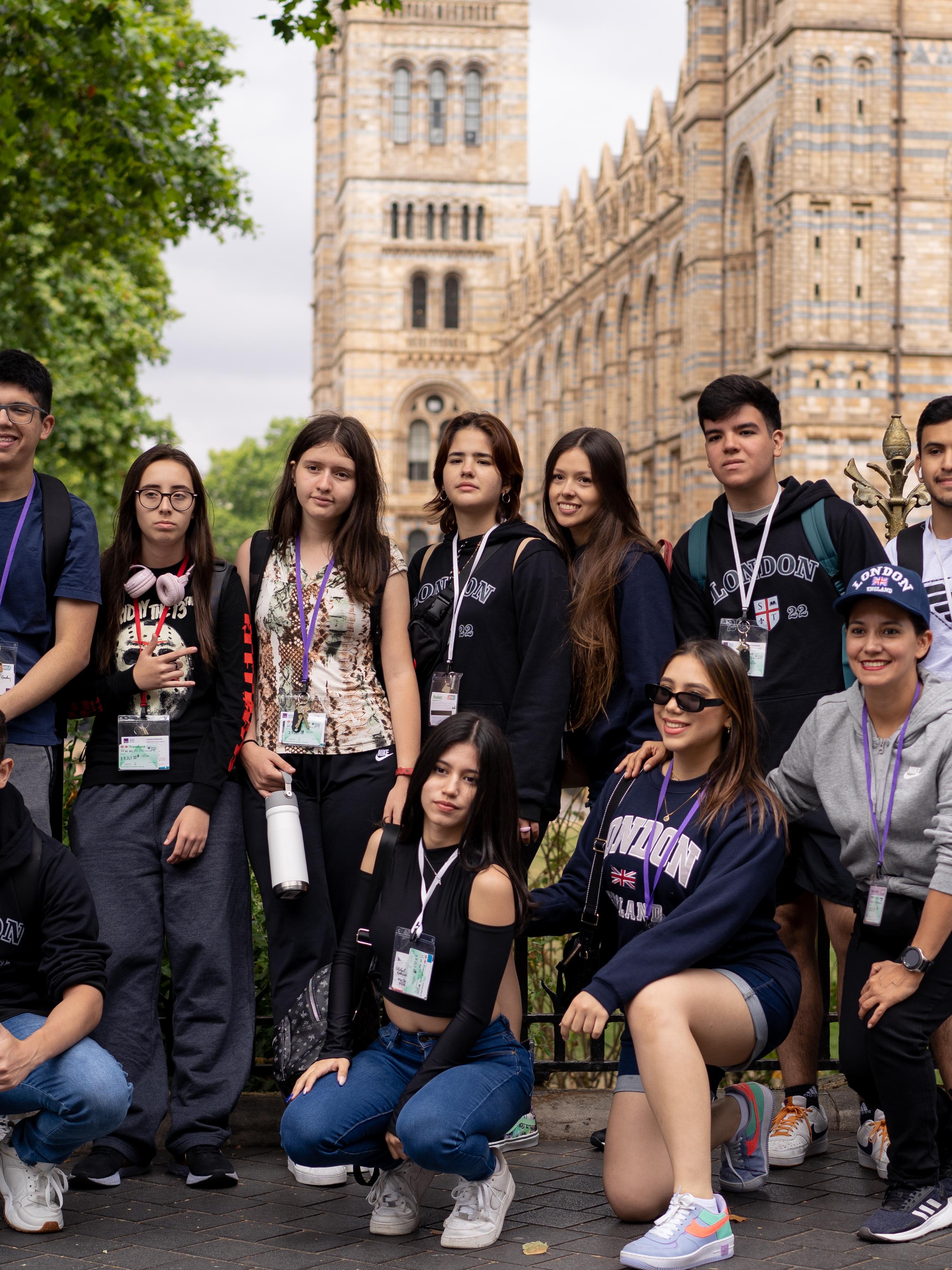 Students exploring the National History Museum in London