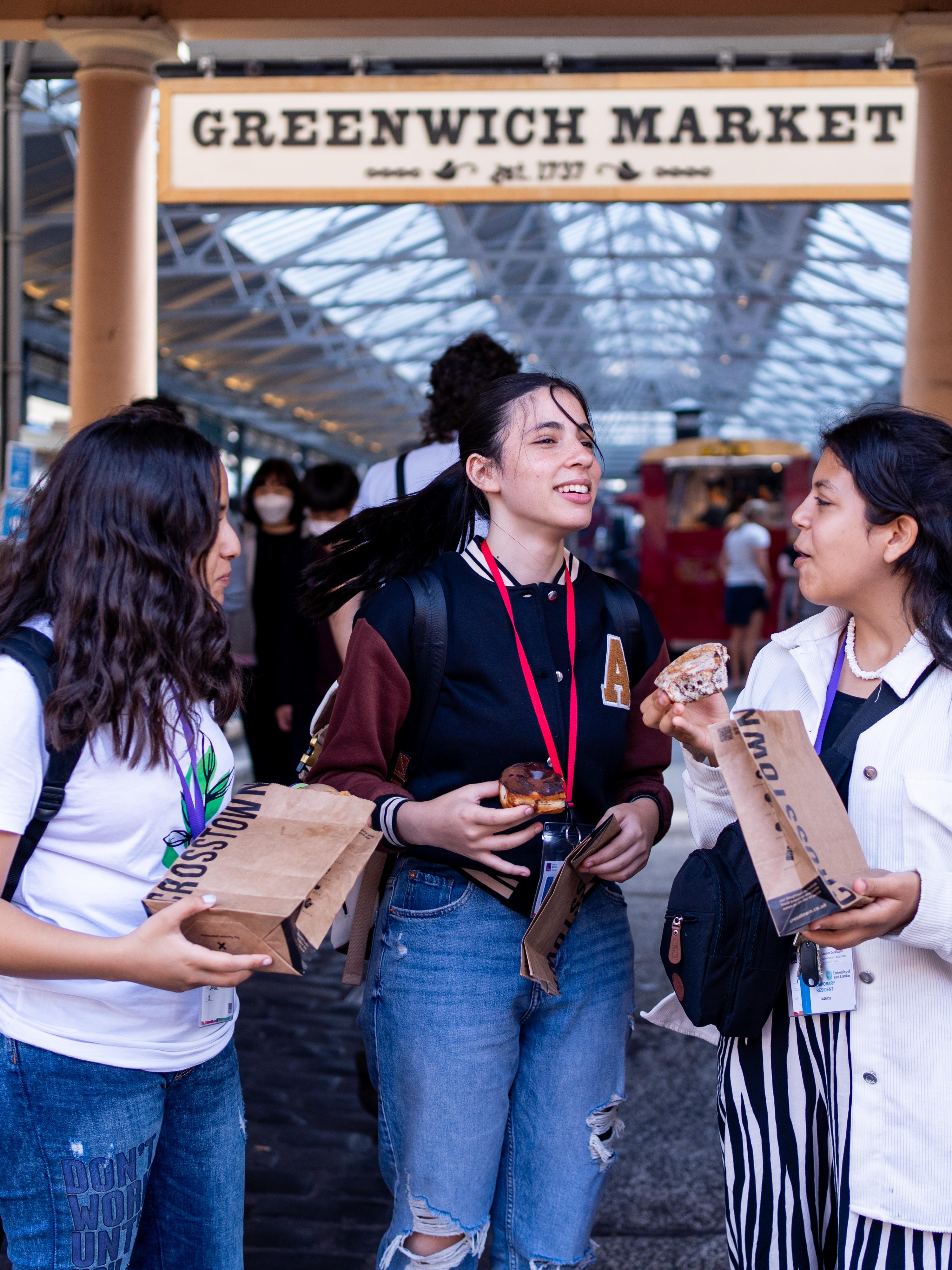 Students exploring the Greenwich Market