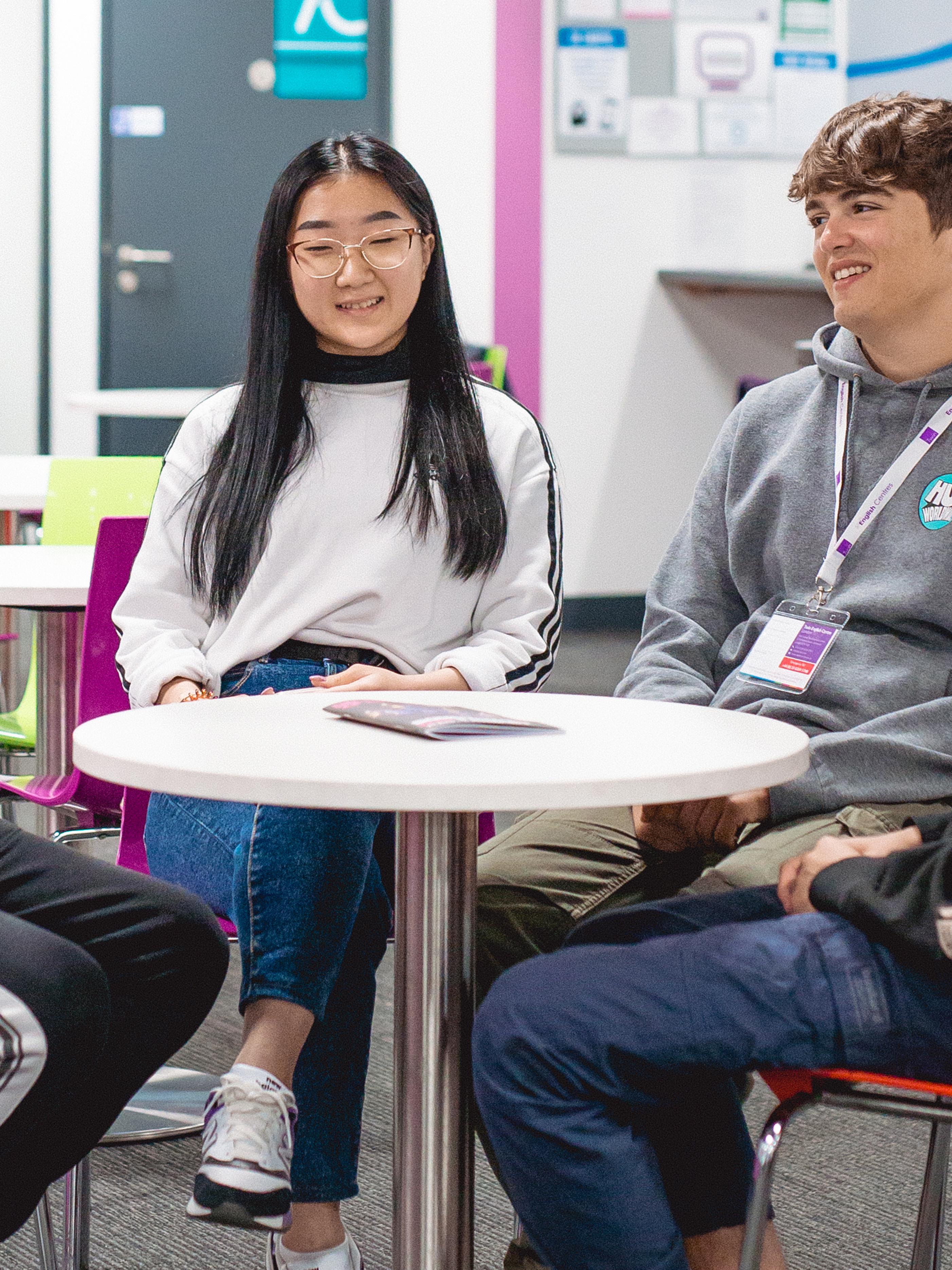 Students in the student area at English Centre London