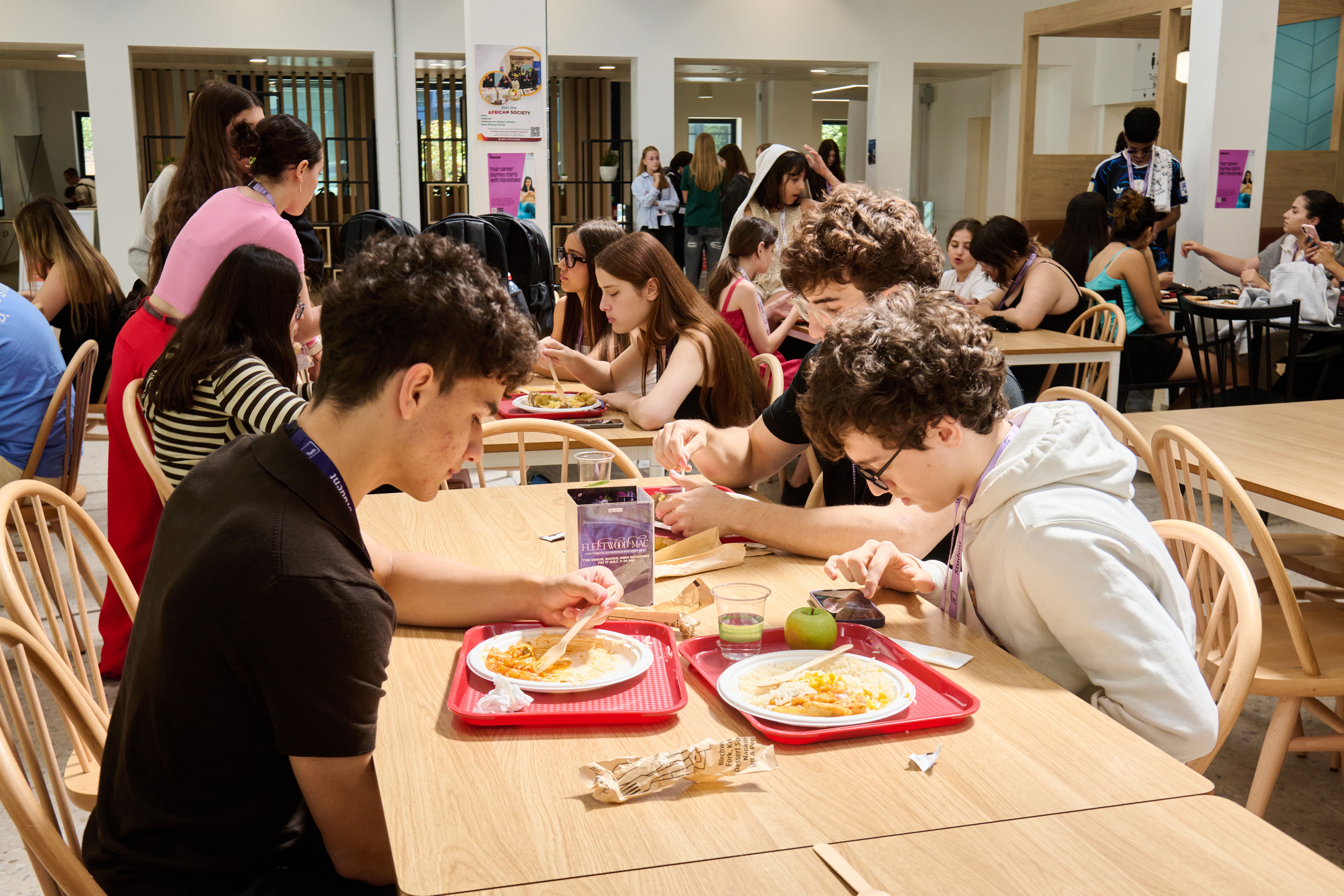Students enjoying lunch at Buckinghamshire New University