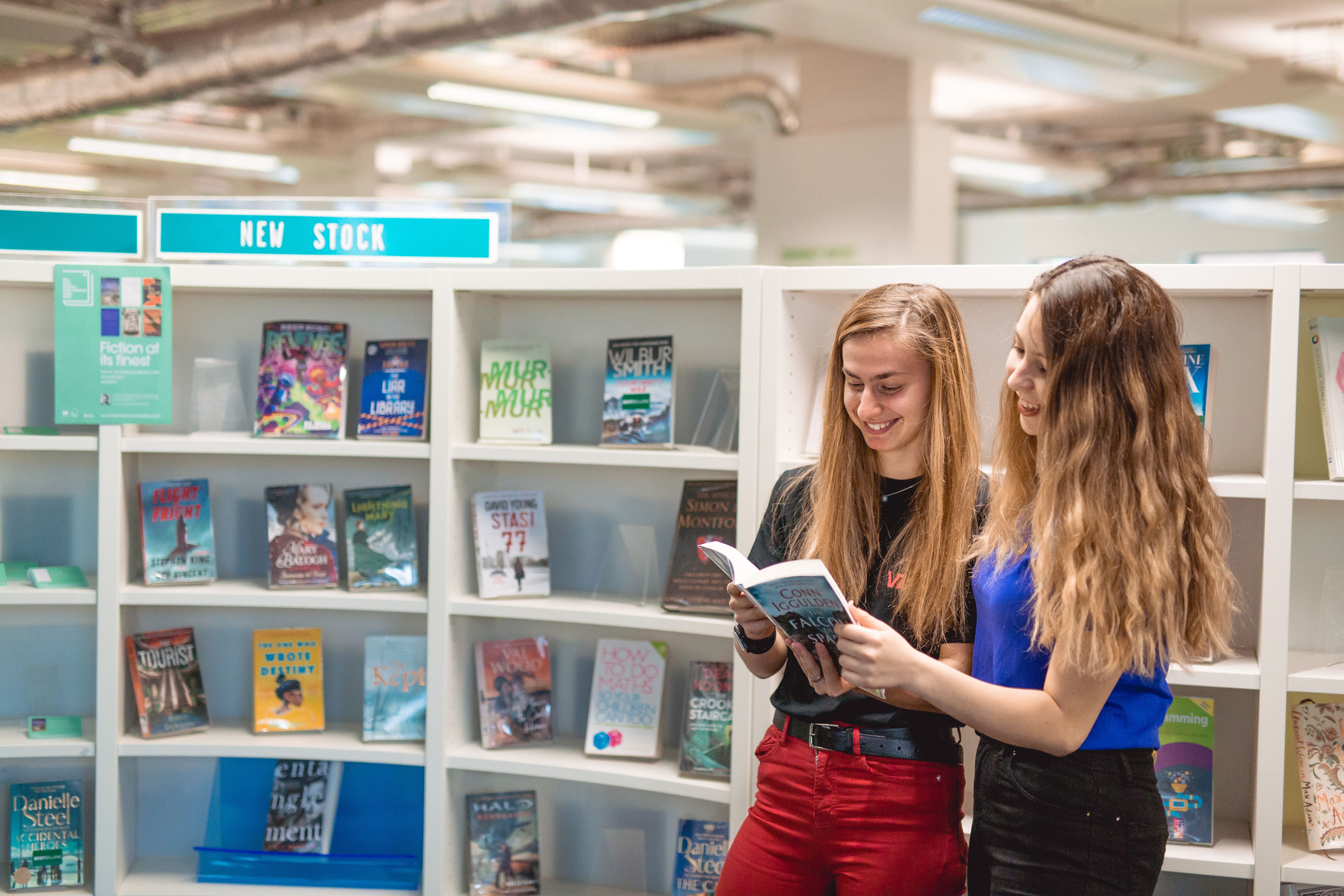 Female students in public library