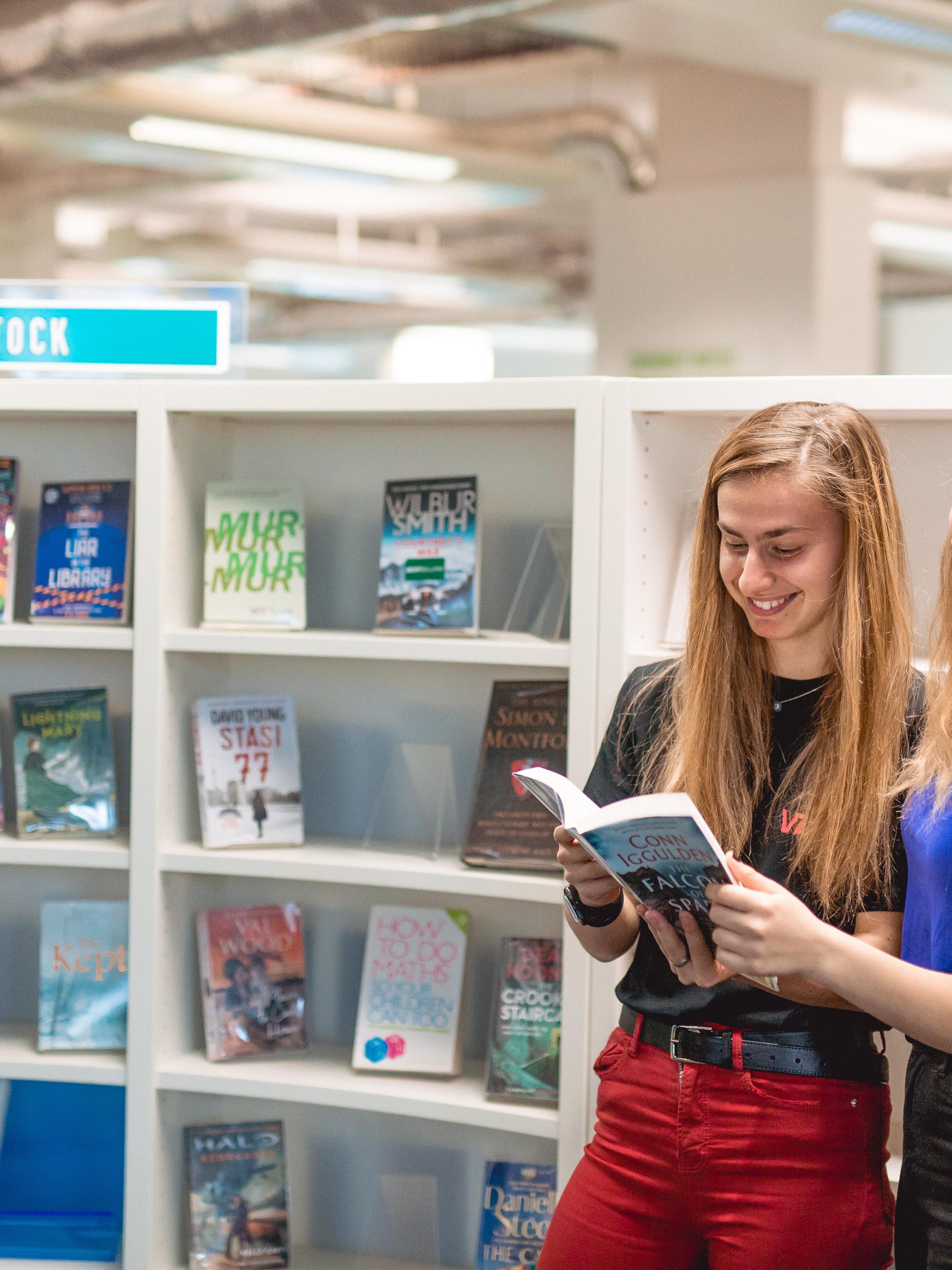 Female students in public library