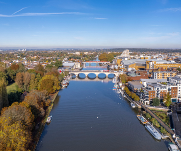 Kingston-Upon-Thames as seen from above, showing the beautiful sights