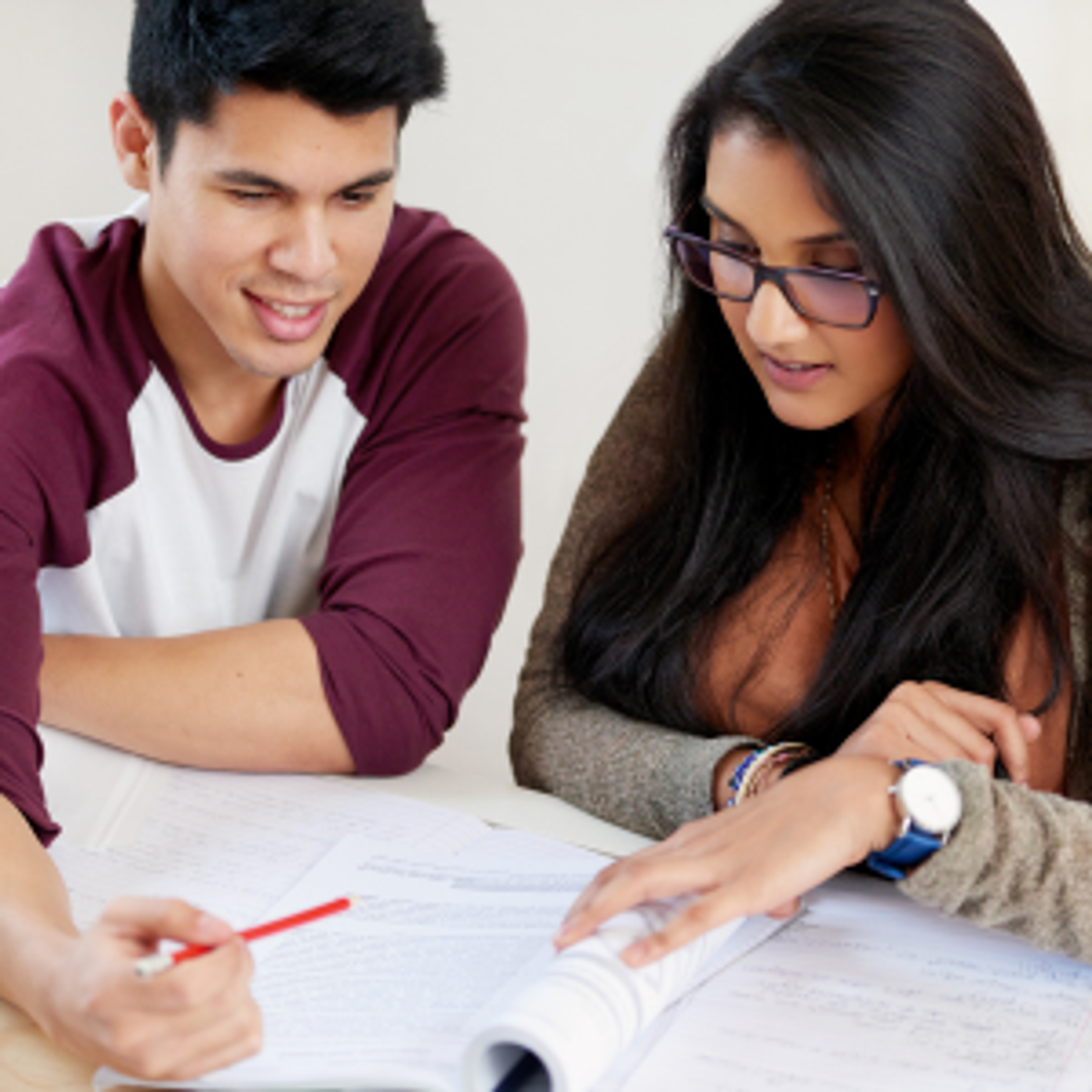 Studying hard towards their IELTS exam