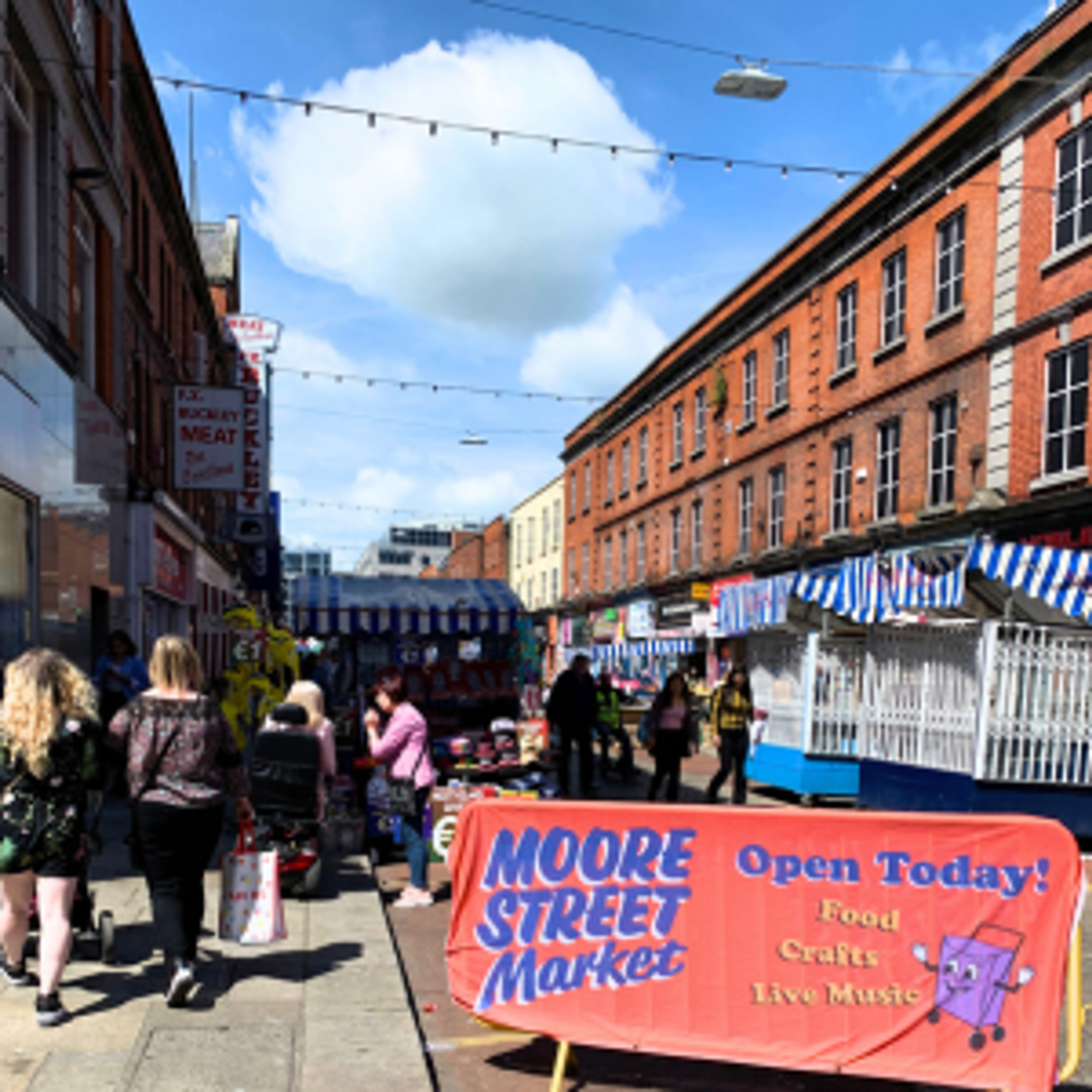 Street Food and craft stands at Moore Street Market in Dublin