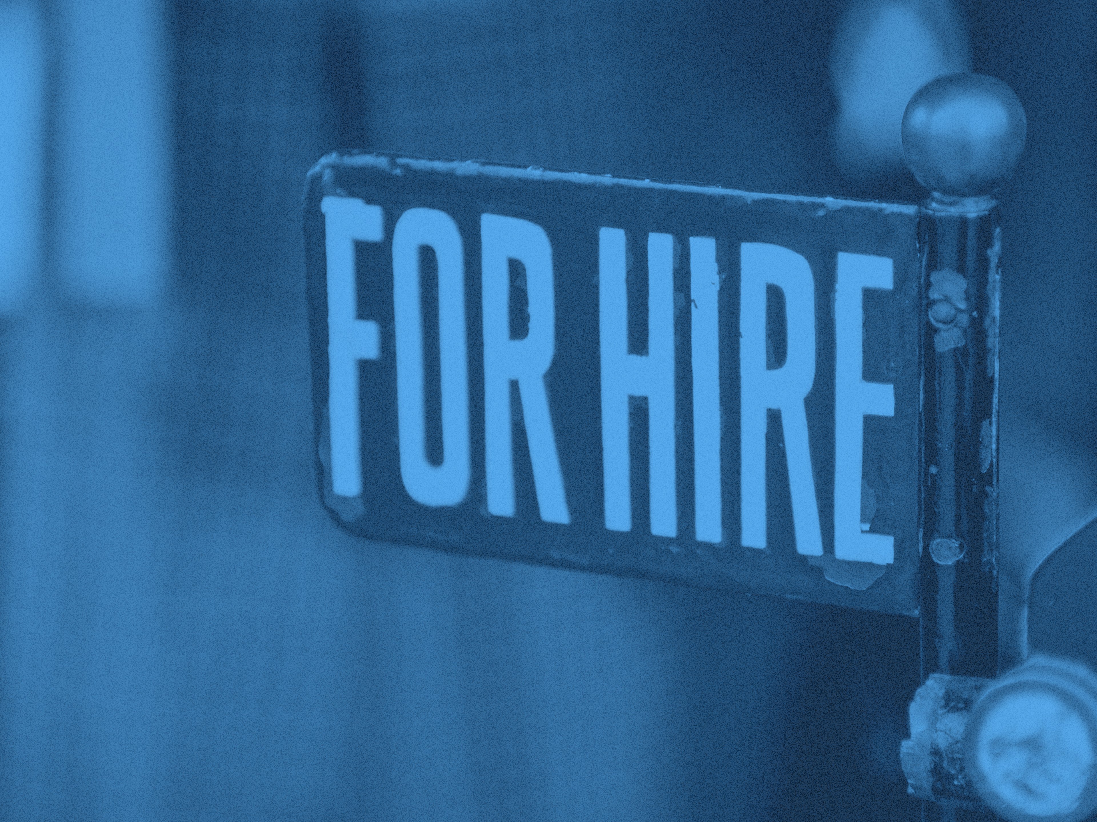 En skylt där det står For hire