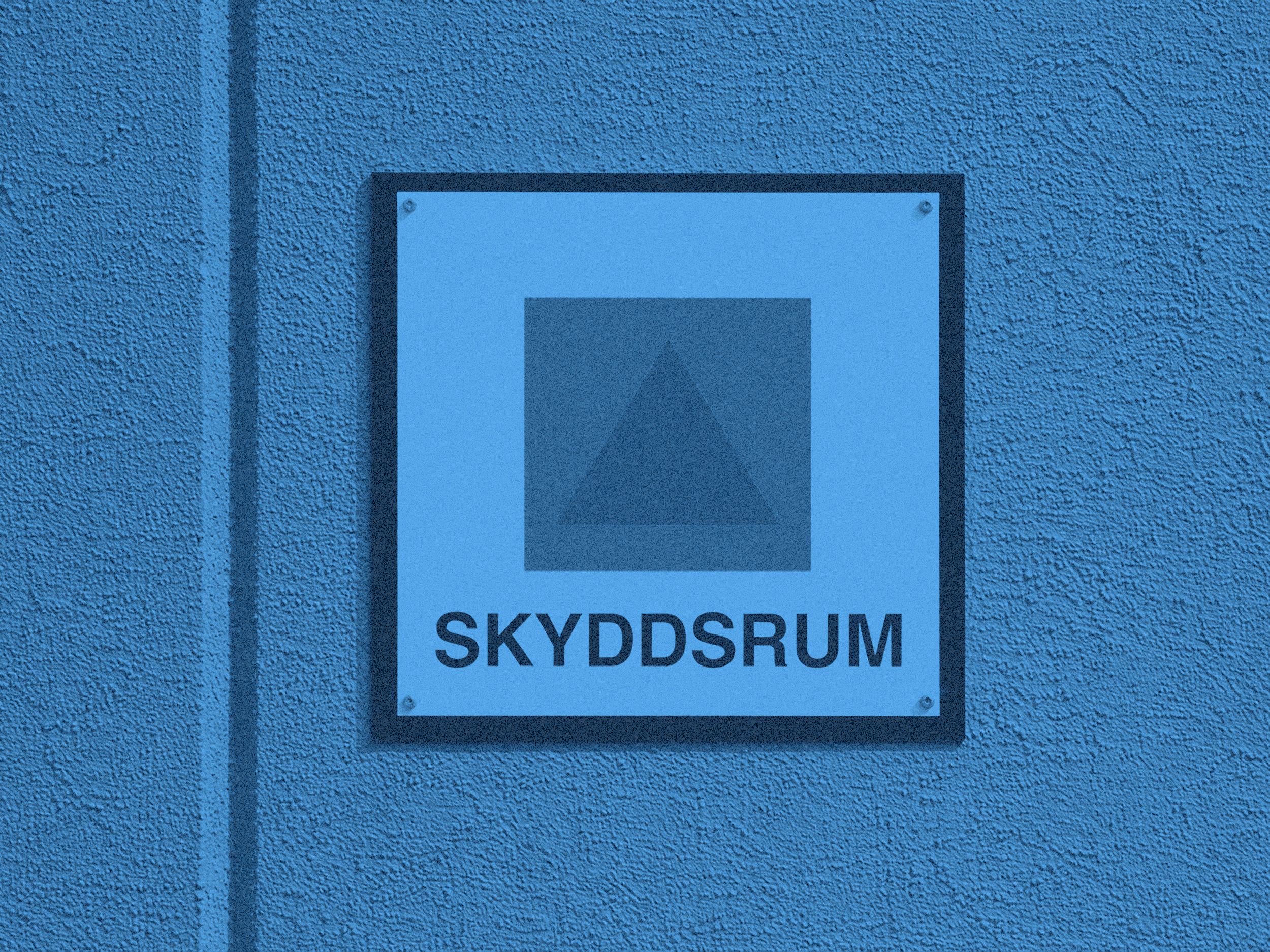 En skylt, skyddsrum