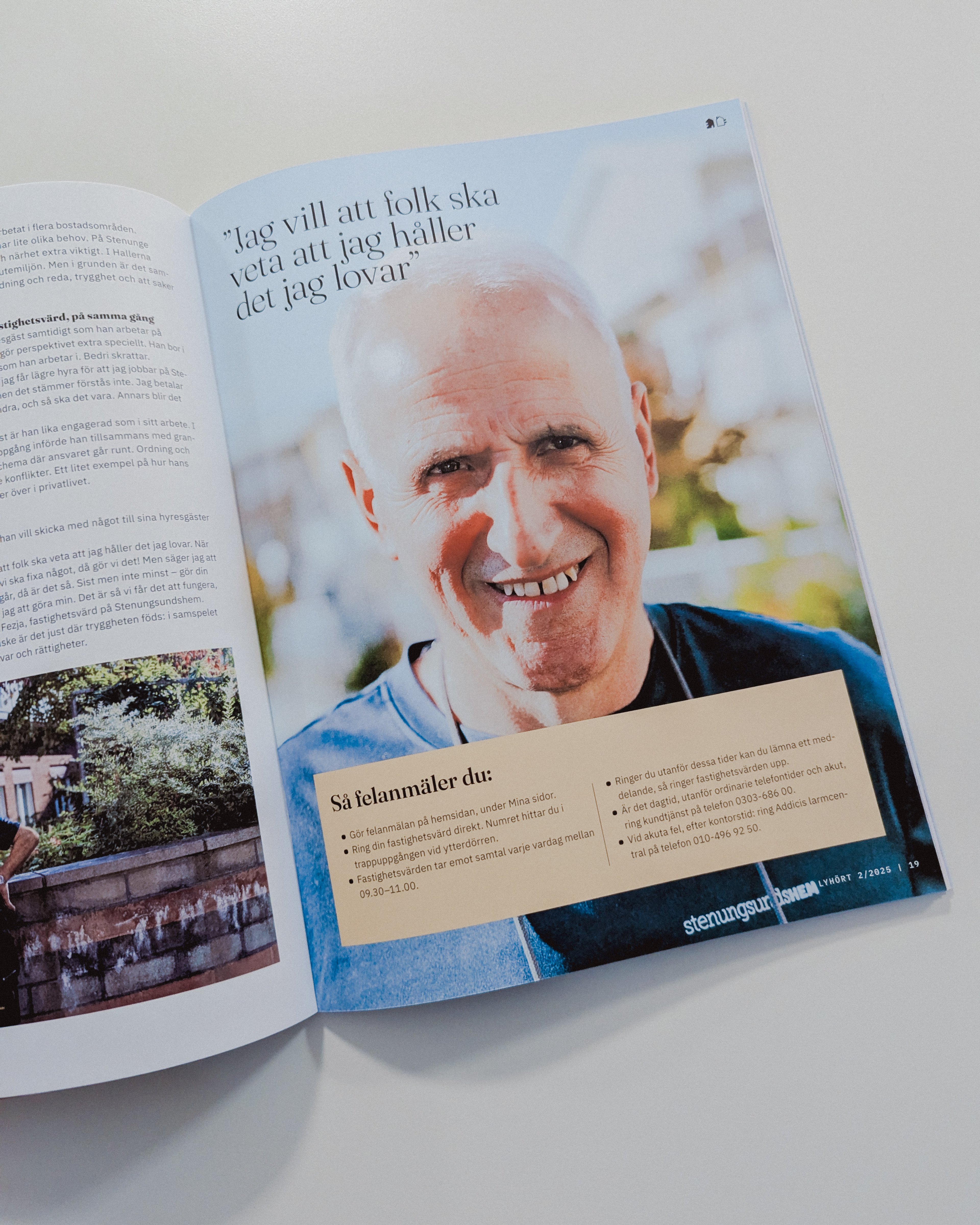 Ett uppslag av kundtidningen Lyhört