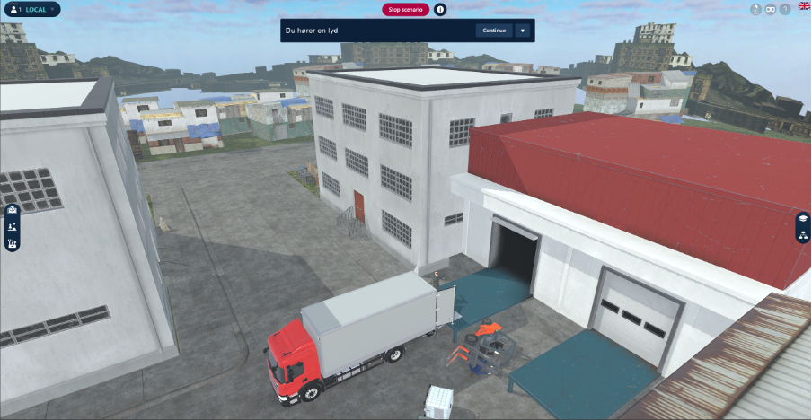 Factory building with an accident outside