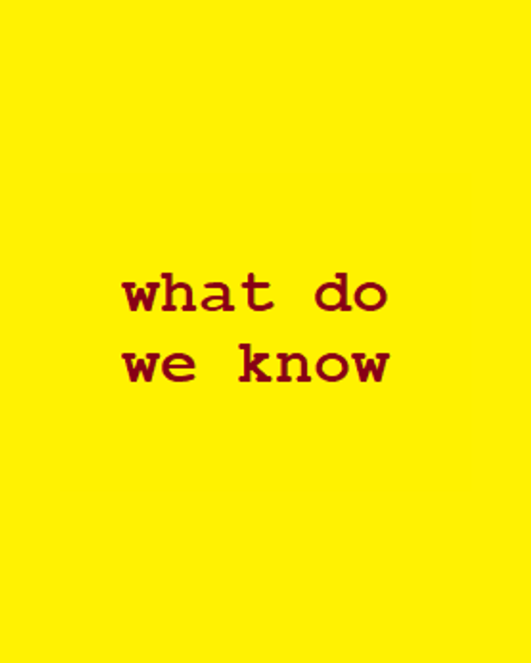 What Do We Know show artwork