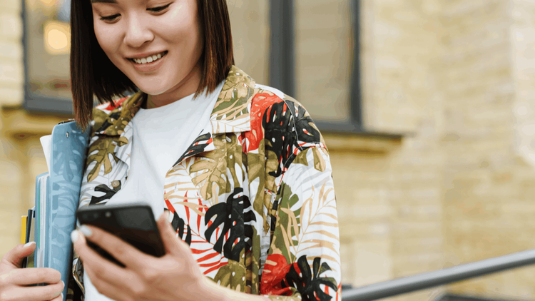 Woman looking at her phone