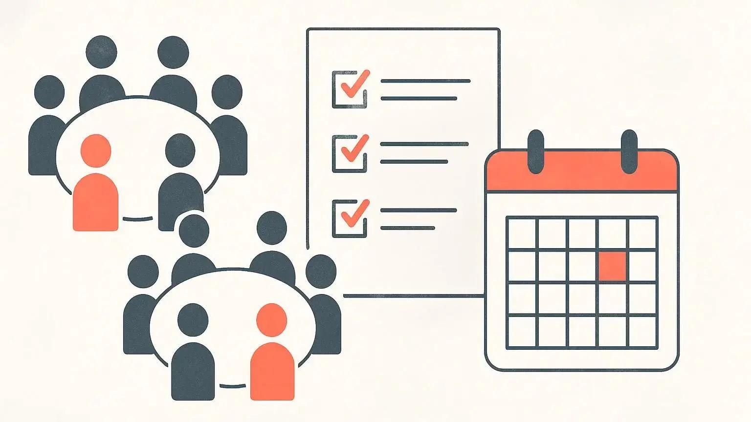 Event organization team planning setup with charts and laptops at a modern workspace