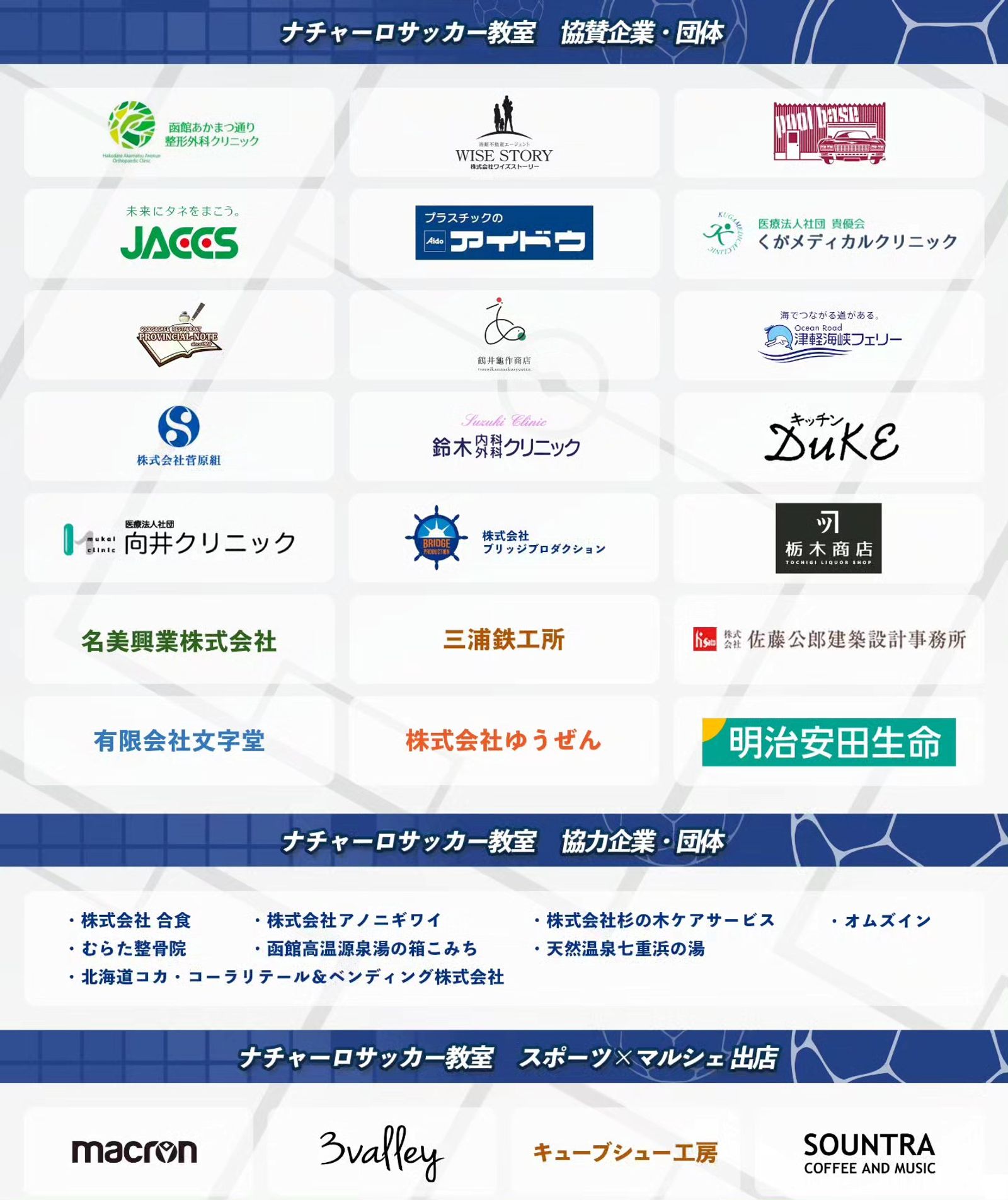 9/18 サッカー教室にご協賛いただいた皆さま