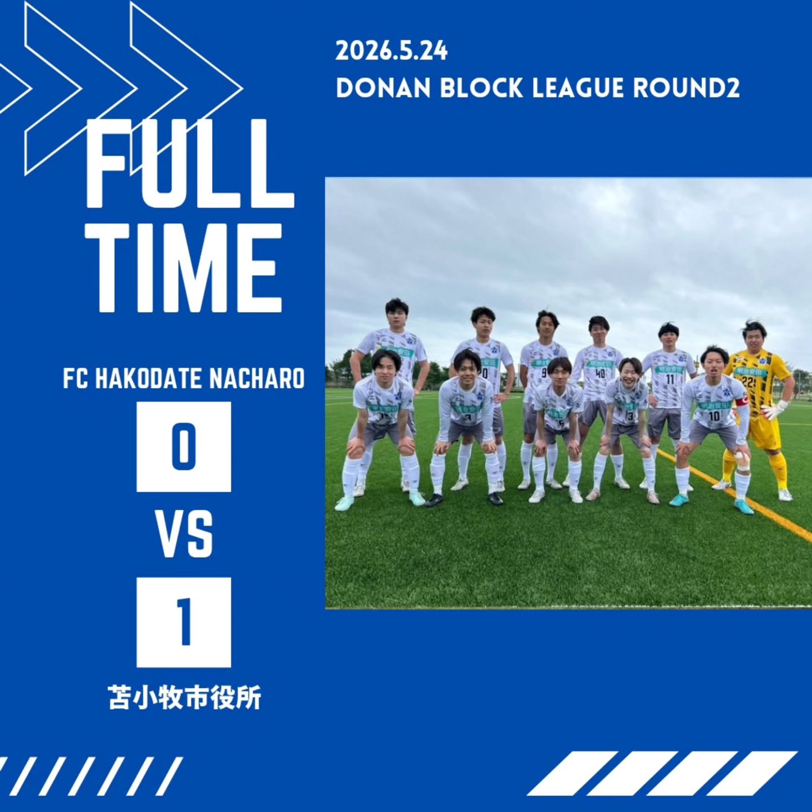 【試合結果】 道南ブロックリーグ 第2節 vs 苫小牧市役所 0-1(敗戦)