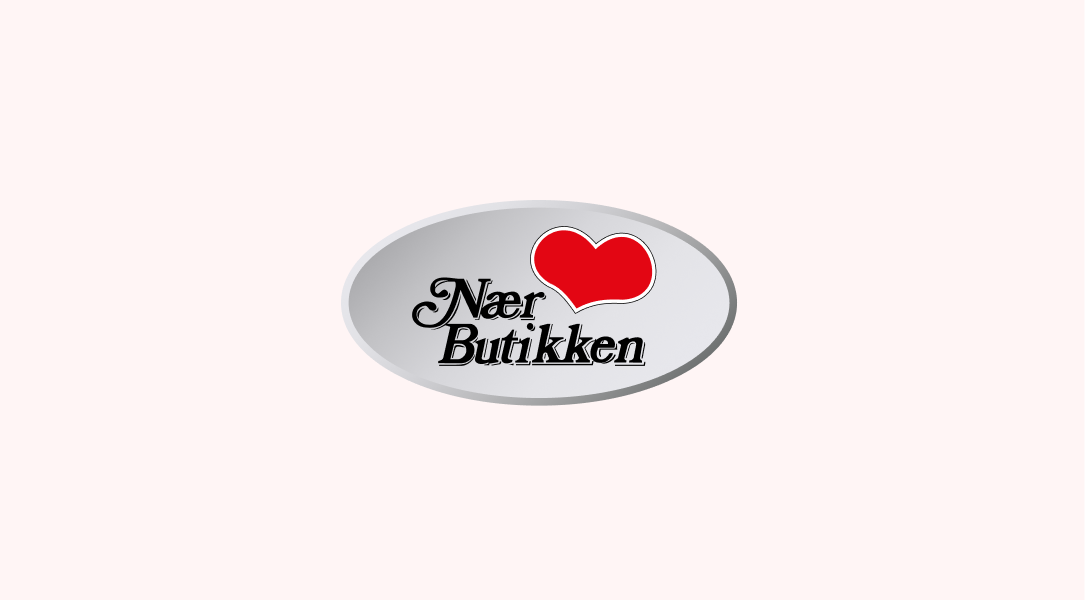 Nærbutikken logo på lyserød bakgrunn