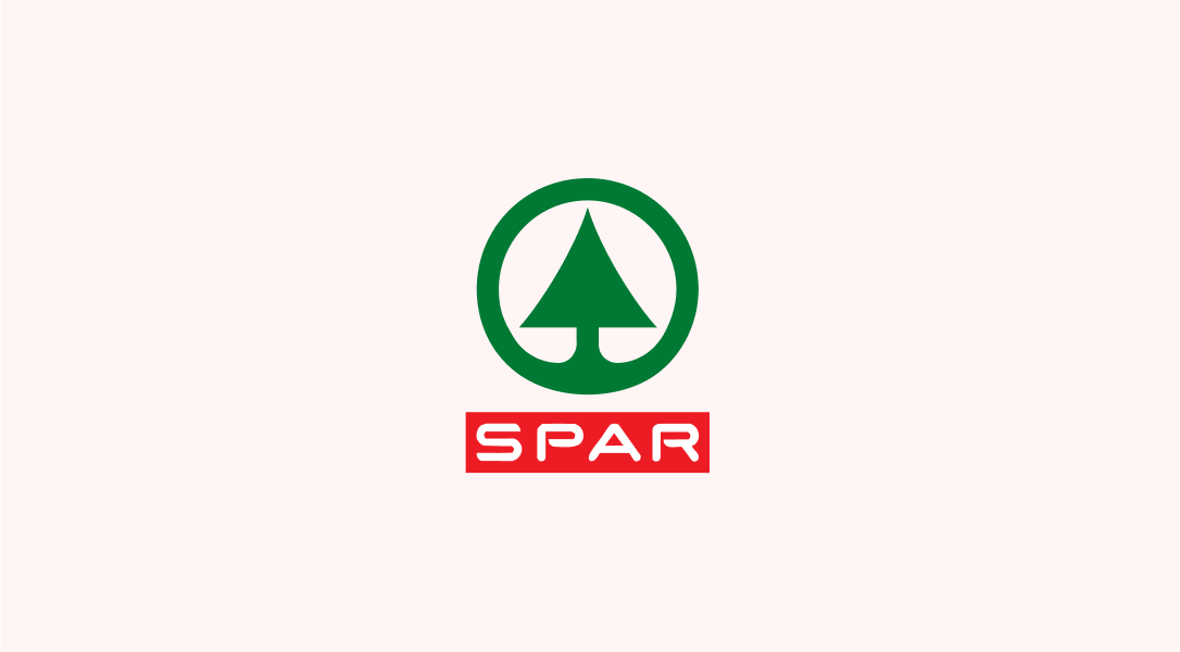 SPAR logo på lyserød bakgrunn