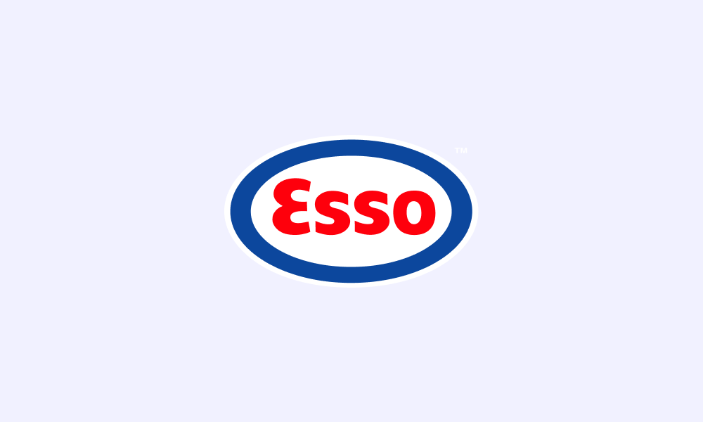 Esso-logoen på lyseblå bakgrunn