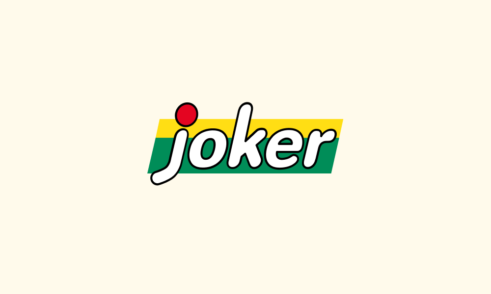 Joker-logoen på lysegul bakgrunn