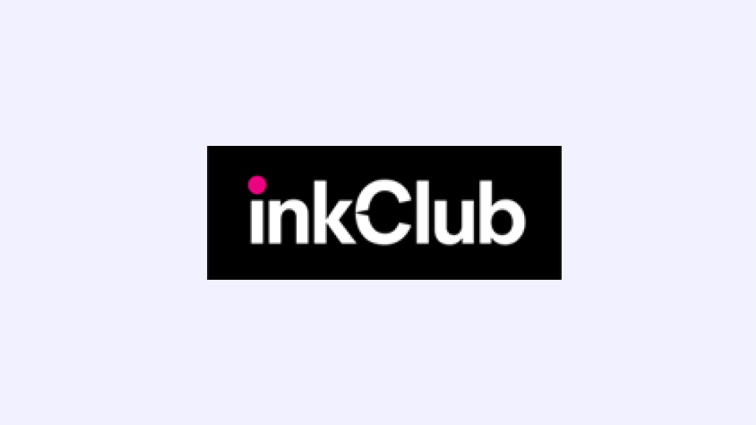 InkClub-logoen på en lyseblå bakgrunn