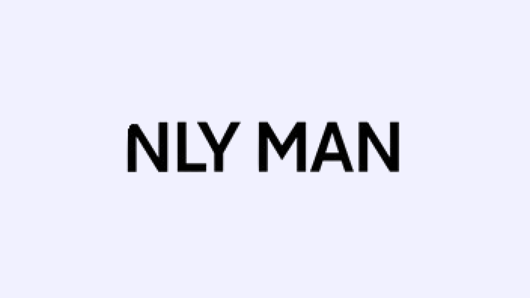 NLY MAN-logoen på lyseblå bakgrunn