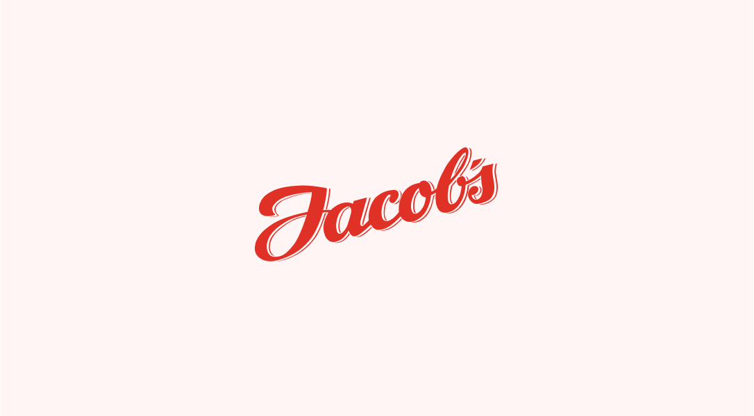 Jacob's logo på lyserød bakgrunn