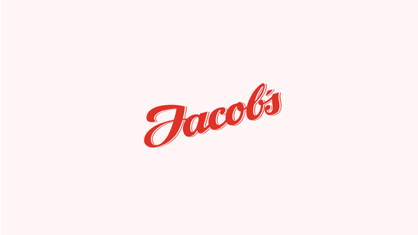 Jacob's logo på lyserød bakgrunn