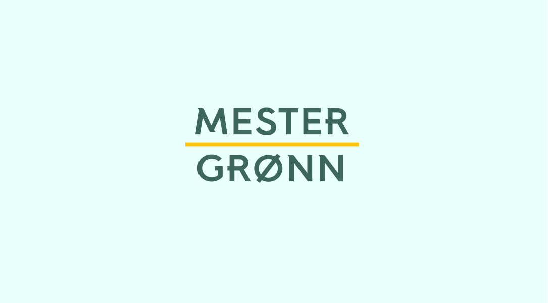 Mester Grønn-logoen på lysegrønn bakgrunn