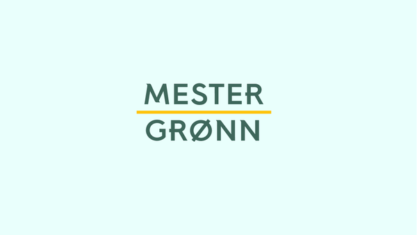 Mester Grønn-logoen på lysegrønn bakgrunn
