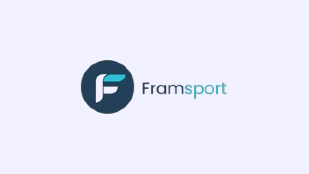 Framsport-logoen på lyseblå bakgrunn