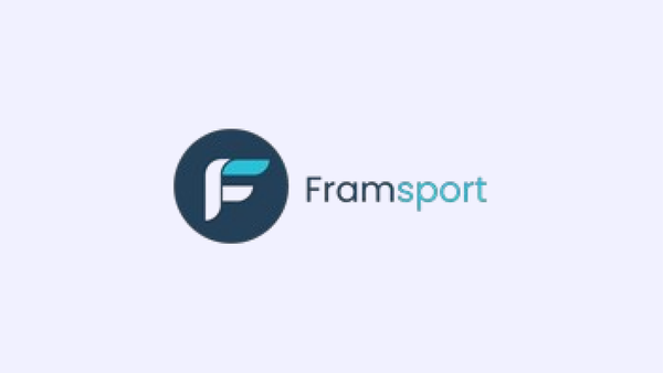 Framsport-logoen på lyseblå bakgrunn