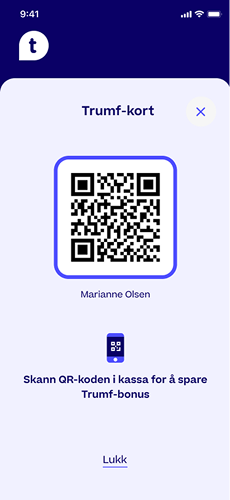 QR-kode for digitalt Trumf-kort i Trumf-appen