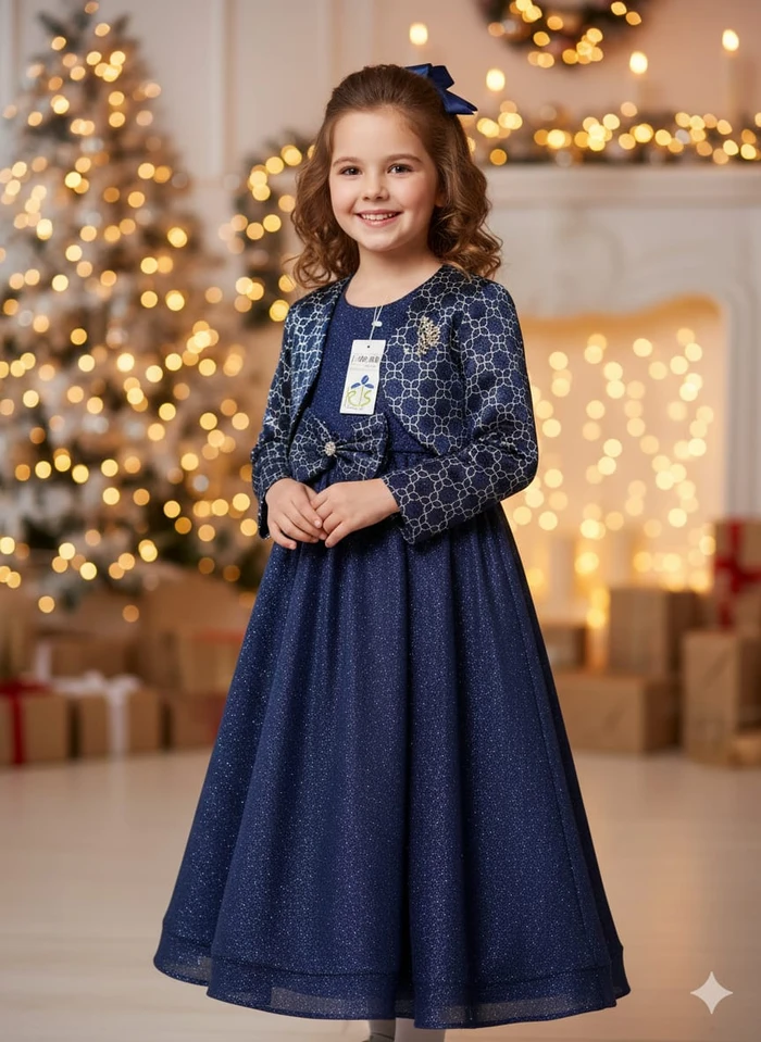 Navy Glitter Bolero Jacket - Sheikh Jee Garments
