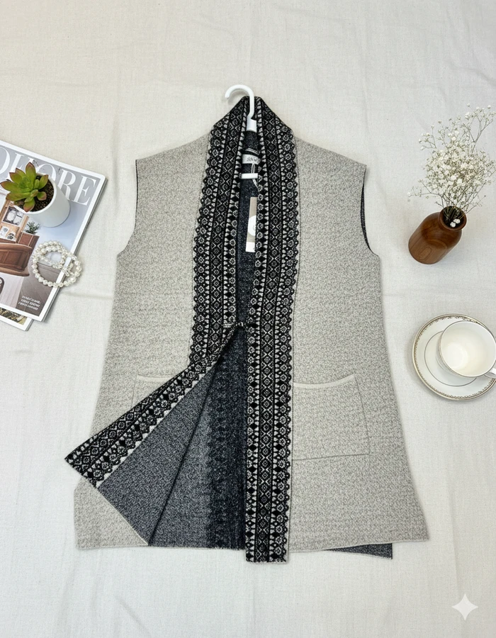 Women’s Premium Grey Marl Long Shrug - Sheikh Jee Garments