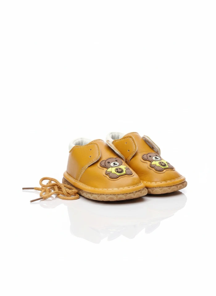 Soft-Sole First Walker Shoes with Squeaker and Bear Accent - Sheikh Jee Garments