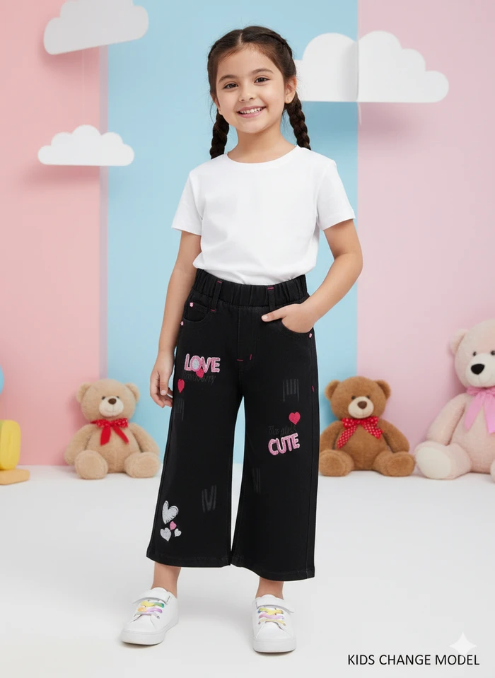 Girls Premium Floral Embroidered Jeans - Sheikh Jee Garments