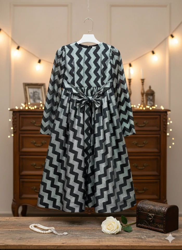 Premium Girls Zig-Zag Shimmer Gown - Sheikh Jee Garments